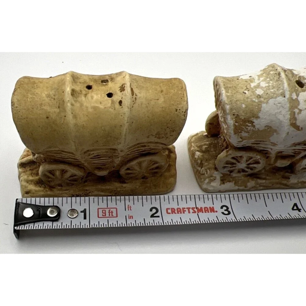 Ma and Pa Outhouse Salt/Pepper Shaker AND Covered Wagons 1949 Shakers